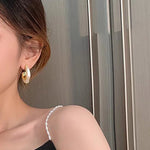 Yellow-Gold-Tone Faux Pearl Stud Earrings for Women