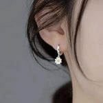 White-Gold-Tone Flower Drop Earrings for Women