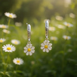 White-Gold-Tone Flower Drop Earrings for Women