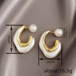 Yellow-Gold-Tone Faux Pearl Stud Earrings for Women