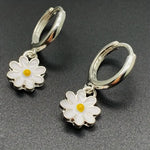 White-Gold-Tone Flower Drop Earrings for Women
