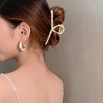 Yellow-Gold-Tone Faux Pearl Stud Earrings for Women